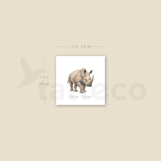 Little Watercolor Rhino Temporary Tattoo - Set of 3