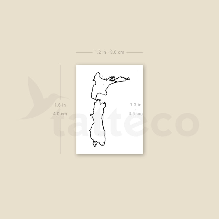 New Zealand Map Outline Temporary Tattoo - Set of 3