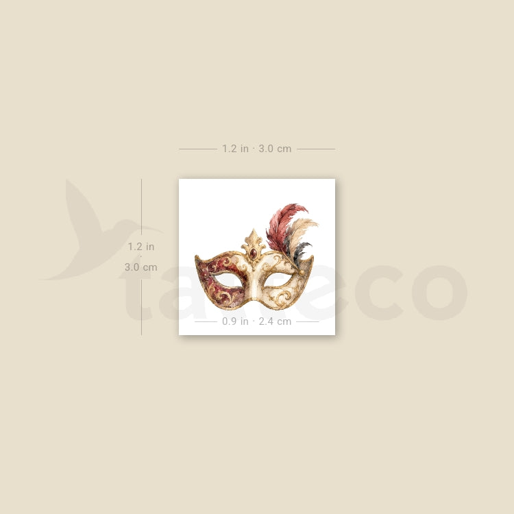 Watercolor Venetian Mask Temporary Tattoo - Set of 3
