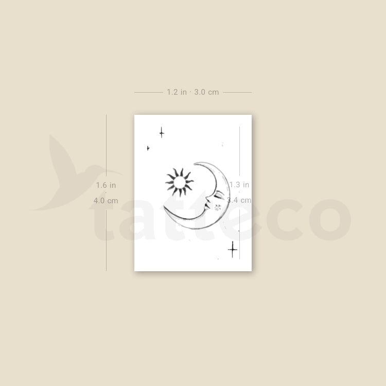 Crescent And Sun By Stefano Mazza Temporary Tattoo - Set of 3