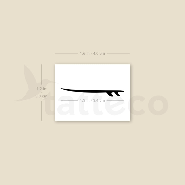 Tatuaje temporal minimalista de tabla de surf - Juego de 3