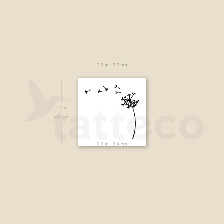 Minimalist Blown Dandelion Temporary Tattoo - Set of 3