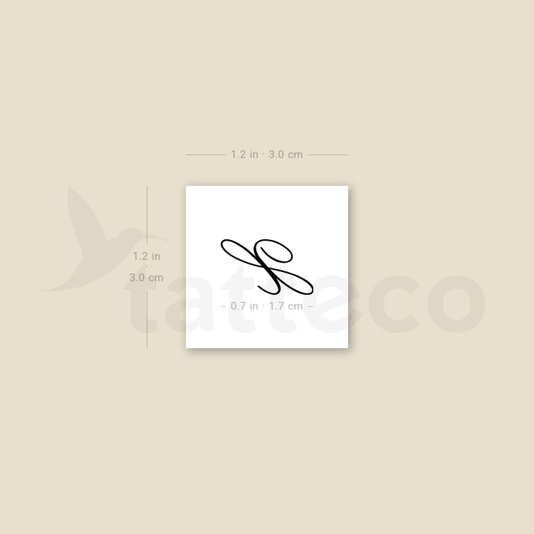 Letter X Script Temporary Tattoo - Set of 3