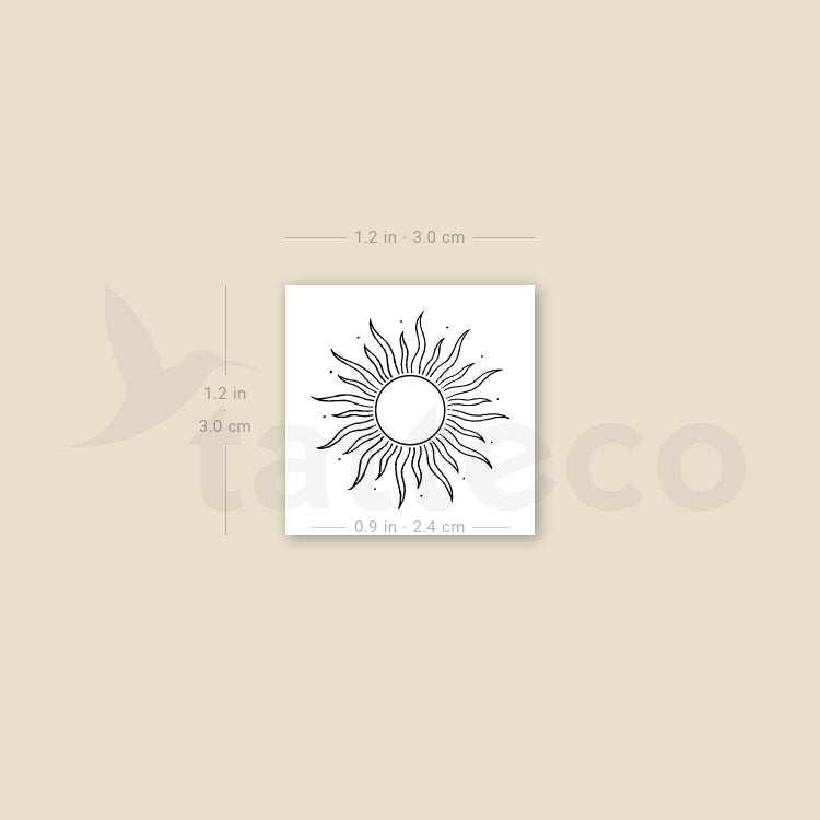 Fine Line Shining Sun Temporary Tattoo - Set of 3