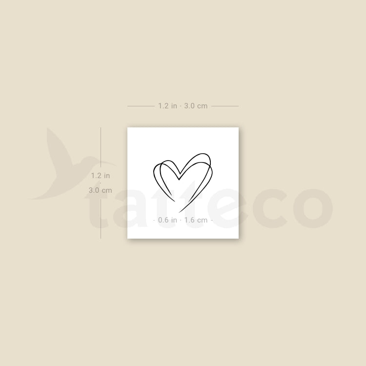 Small Double Heart Temporary Tattoo - Set of 3