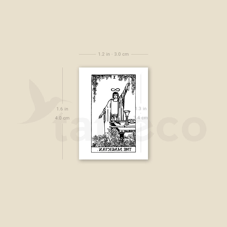 Tatuaje temporal de la carta del tarot El Mago - Juego de 3