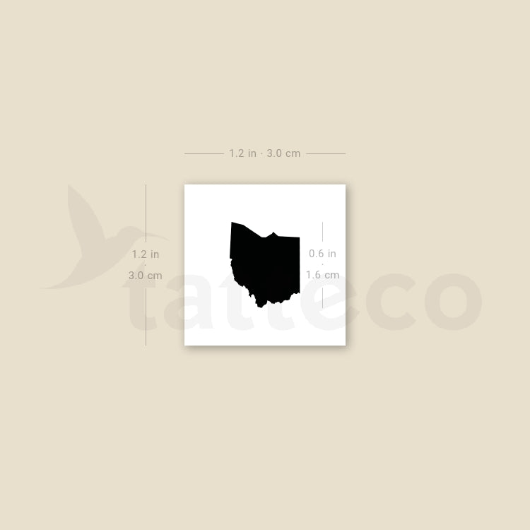 Ohio Map Temporary Tattoo - Set of 3