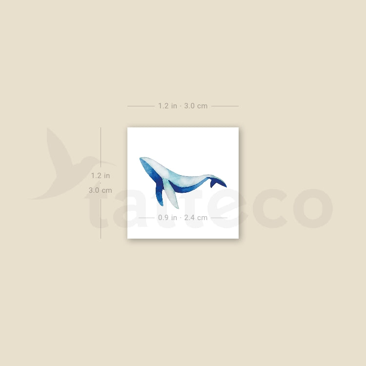 Small Watercolor Whale By Zihee Temporary Tattoo - Set of 3