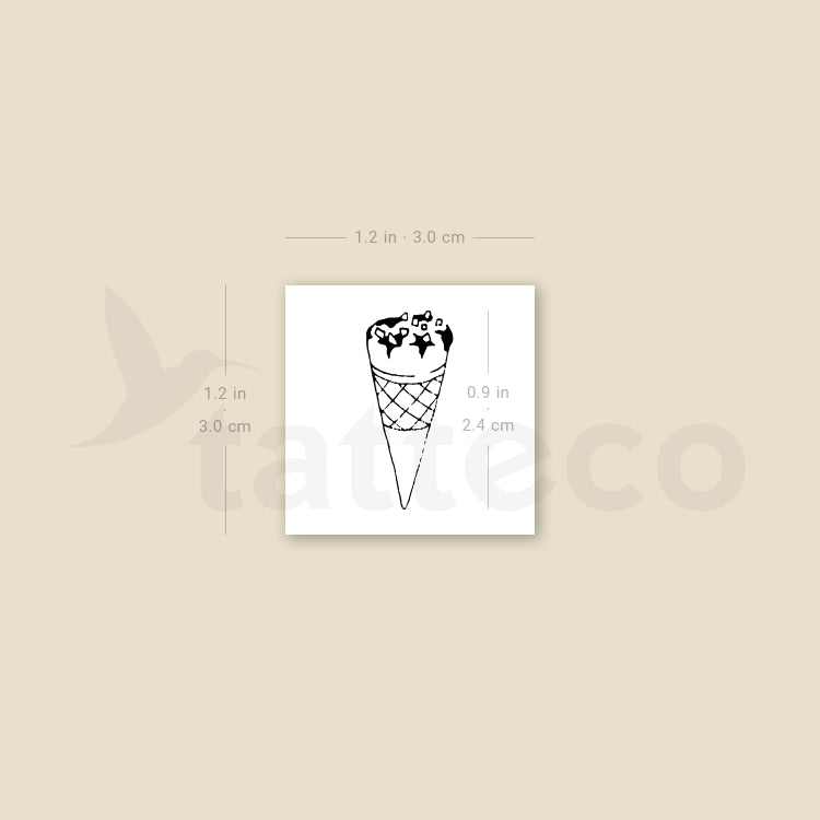 Ice Cream Cone Temporary Tattoo - Set of 3