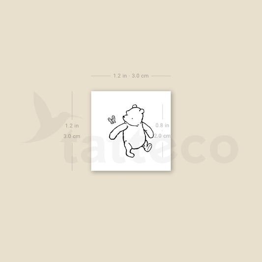 Classic Pooh Bear And Butterfly Temporary Tattoo - Set of 3