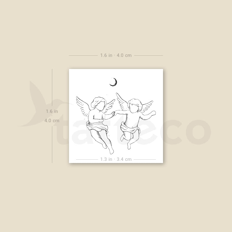 Cherub Couple By Stefano Mazza Temporary Tattoo - Set of 3