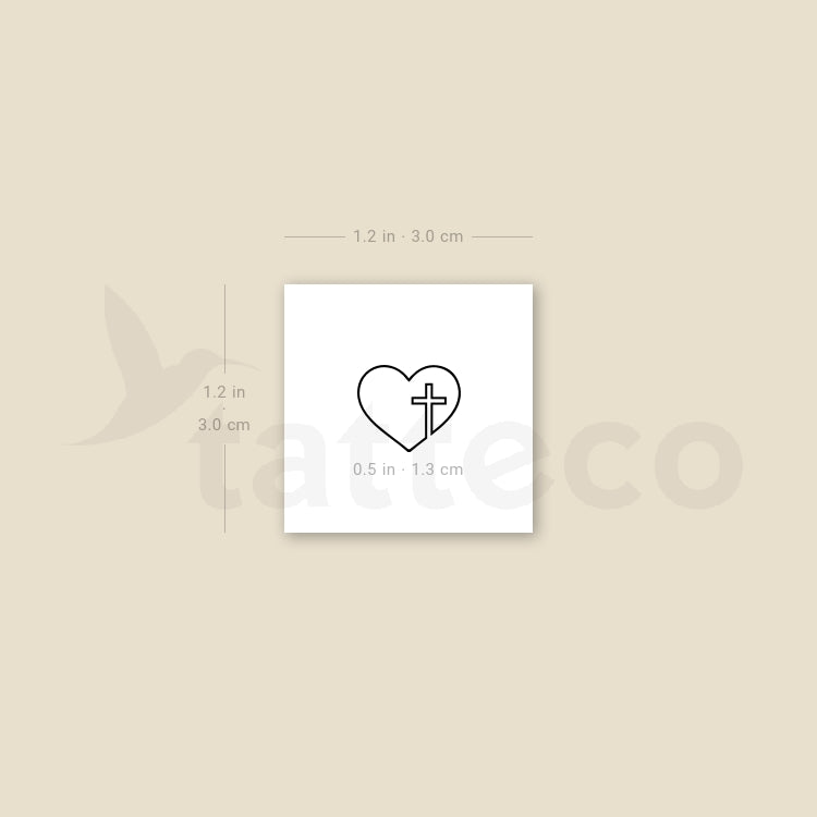 Continuous Line Heart And Cross Temporary Tattoo - Set of 3