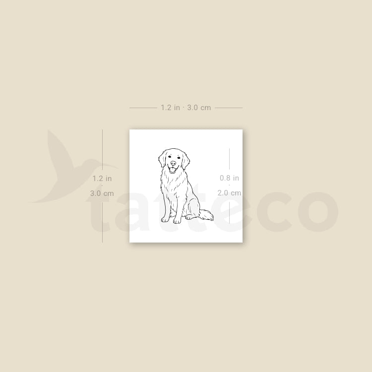 Fine Line Golden Retriever Temporary Tattoo - Set of 3