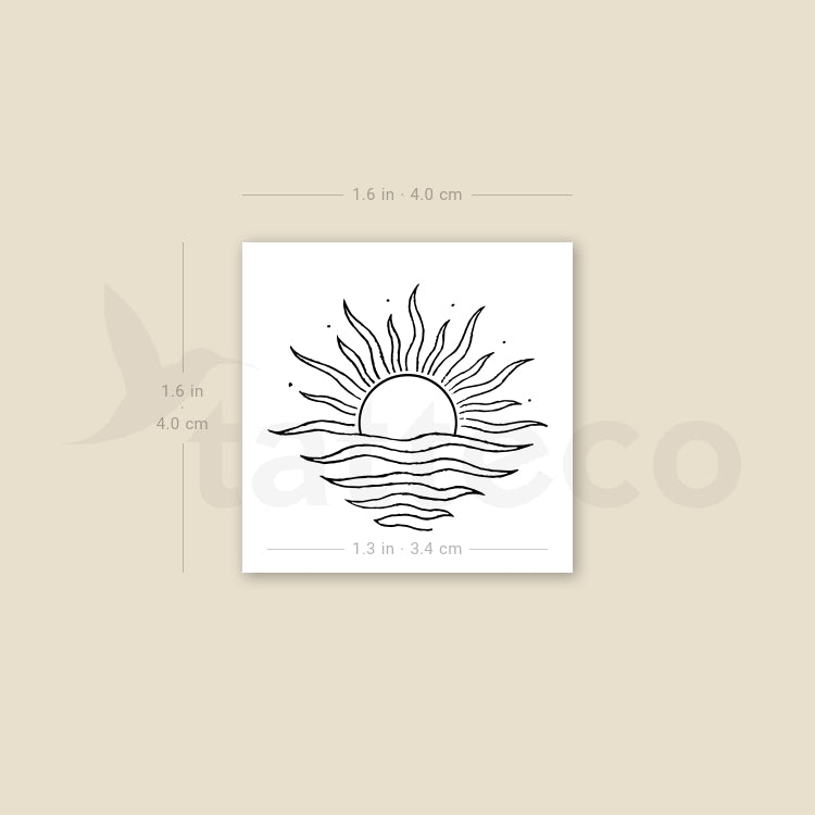 Tatuaje temporal de sol naciente - Juego de 3