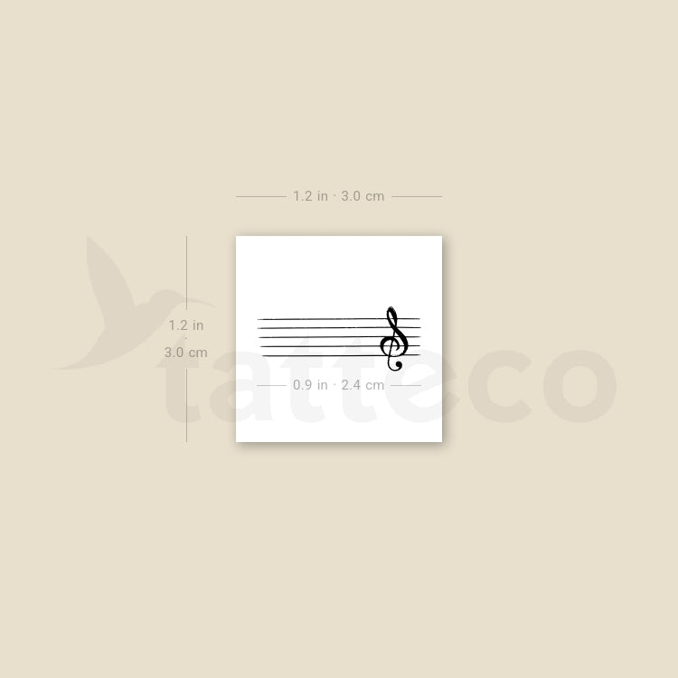Music Staff Temporary Tattoo - Set of 3