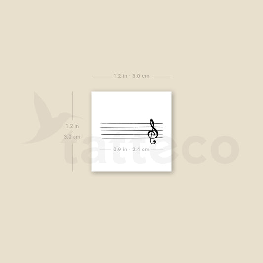 Music Staff Temporary Tattoo - Set of 3