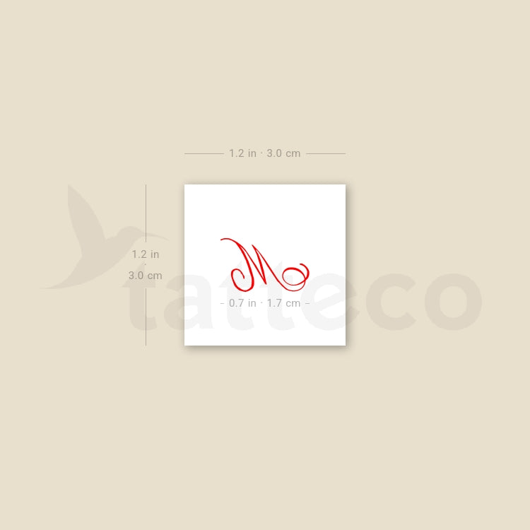 Little Red M Script Temporary Tattoo - Set of 3