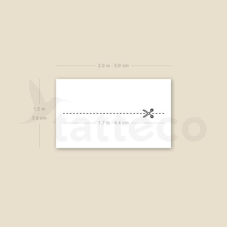 Small Open Here Scissors Temporary Tattoo - Set of 3