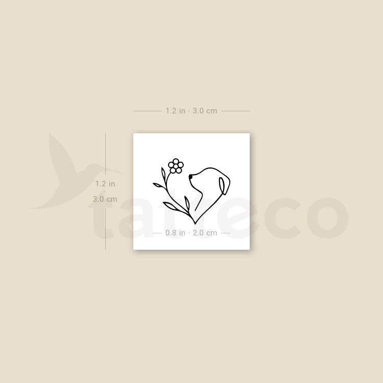 Dogs Love Flowers Temporary Tattoo - Set of 3