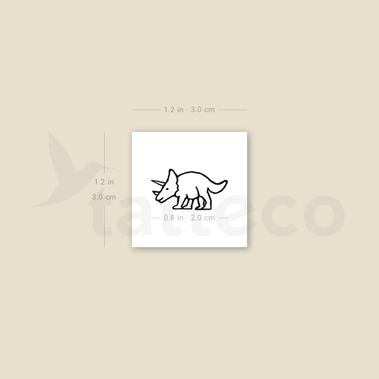Tatuaje temporal de pequeño triceratops (juego de 3)