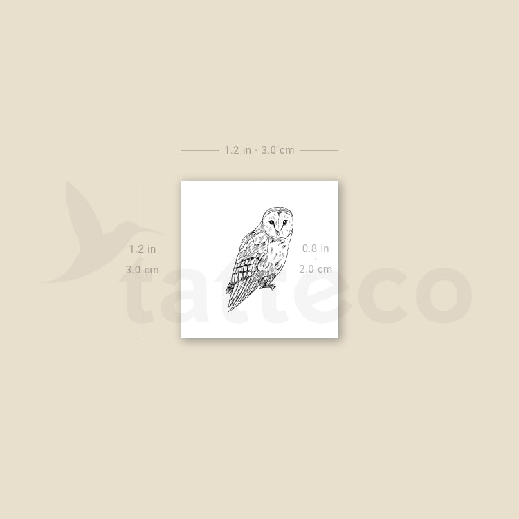 Small Barn Owl Temporary Tattoo - Set of 3