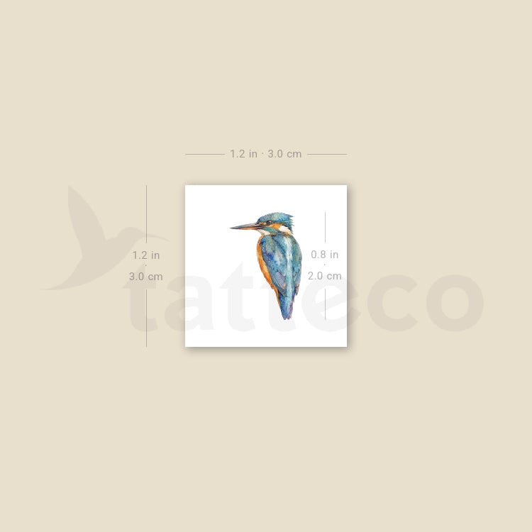 Watercolor Kingfisher Temporary Tattoo - Set of 3