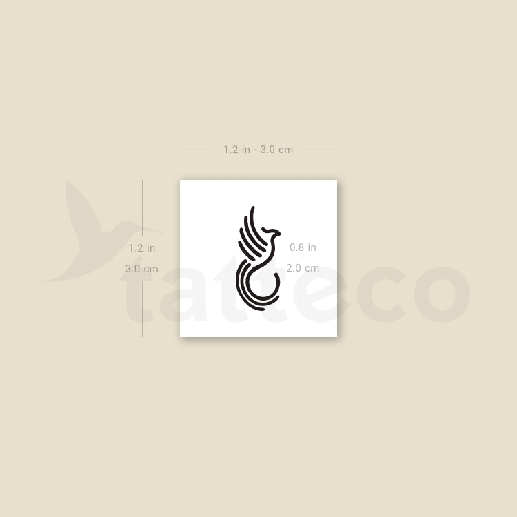 Minimalist Phoenix Temporary Tattoo - Set of 3