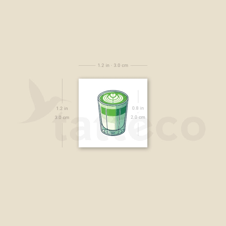Little Matcha Latte Temporary Tattoo - Set of 3