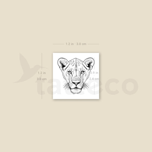 Lioness Portrait Temporary Tattoo - Set of 3