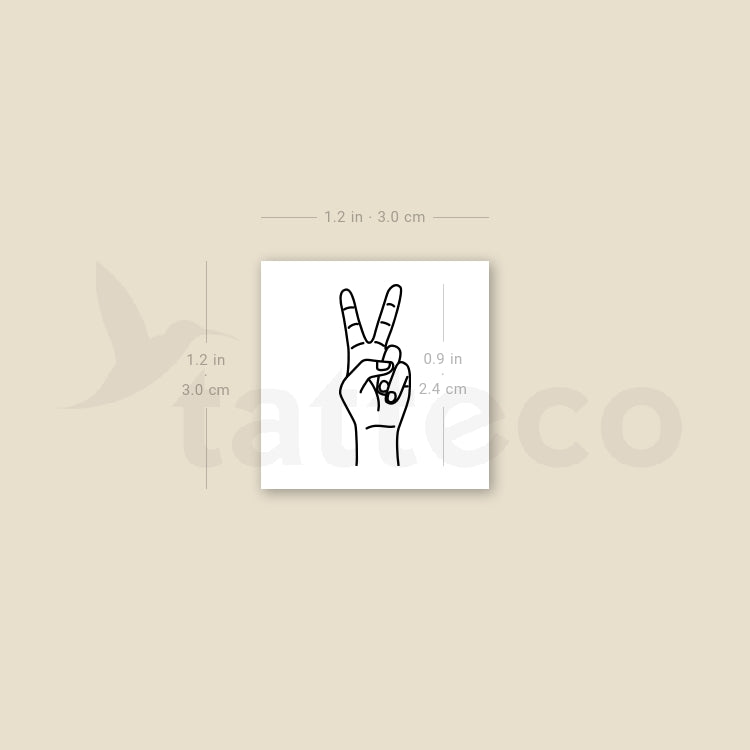 Sign Language V Temporary Tattoo - Set of 3