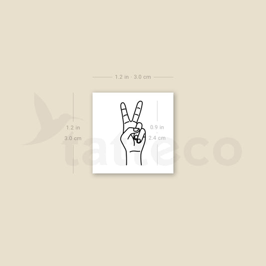 Sign Language V Temporary Tattoo - Set of 3