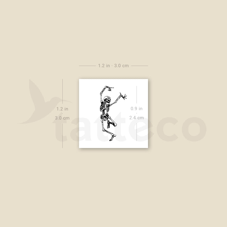 Small Dancing Skeleton Temporary Tattoo - Set of 3