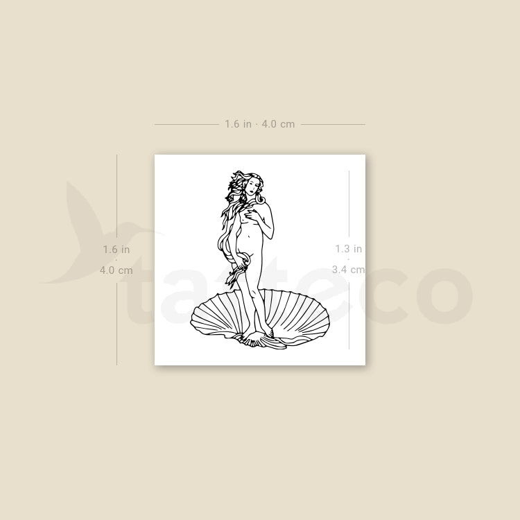 Tatuaje temporal pequeño de la Venus de Botticelli (juego de 3)