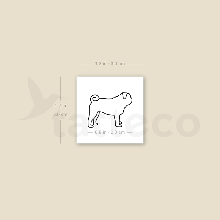 Pug Temporary Tattoo - Set of 3