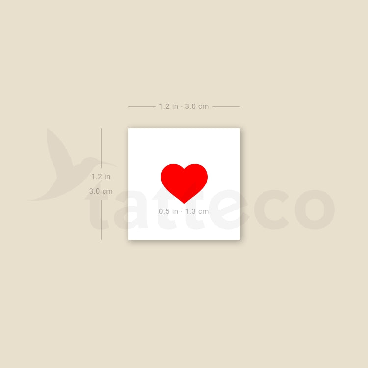 Small Heart In Red Temporary Tattoo - Set of 3