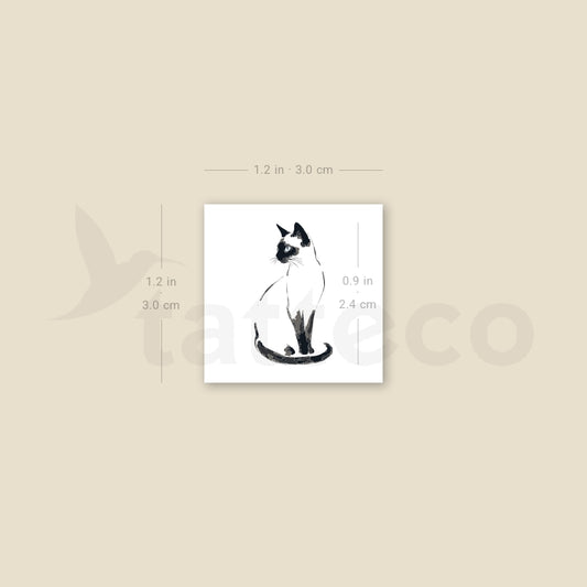 Watercolor Siamese Cat Temporary Tattoo - Set of 3