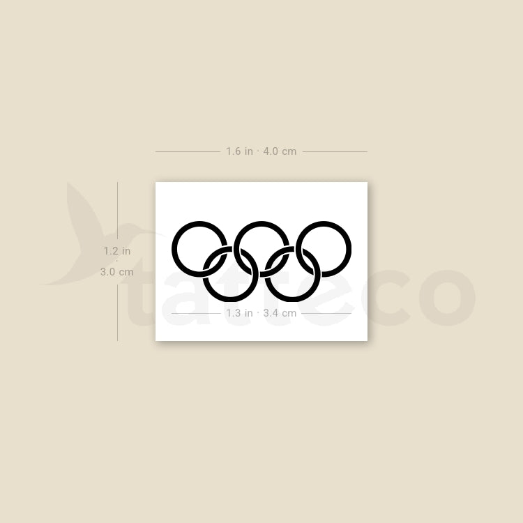 Olympic Rings In Black Temporary Tattoo - Set of 3