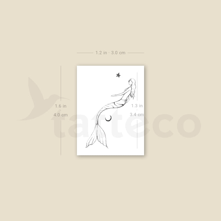 Star Moon Mermaid By Stefano Mazza Temporary Tattoo - Set of 3