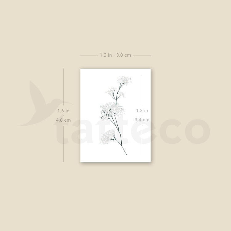 Small Watercolor Baby's Breath Temporary Tattoo - Set of 3