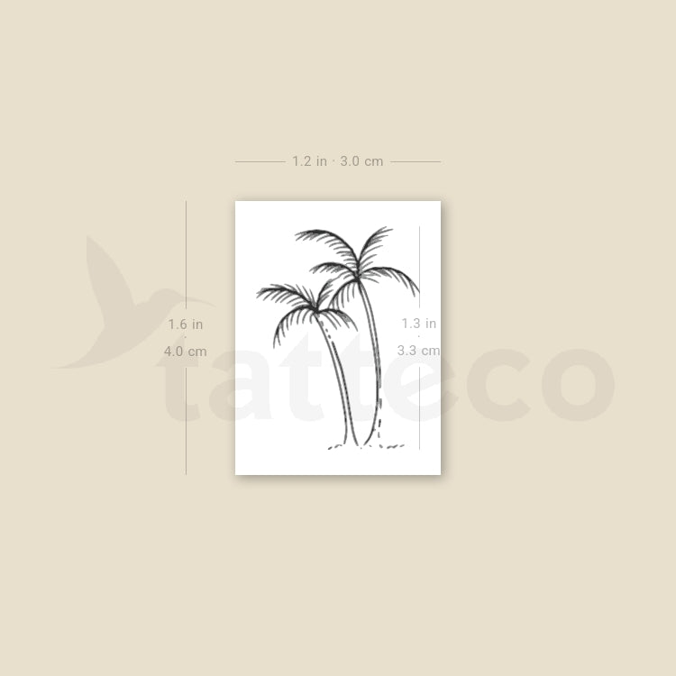 Palm Tree Couple Temporary Tattoo By M3.Ink - Set of 3