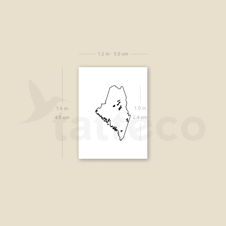 Maine Map Outline Temporary Tattoo - Set of 3