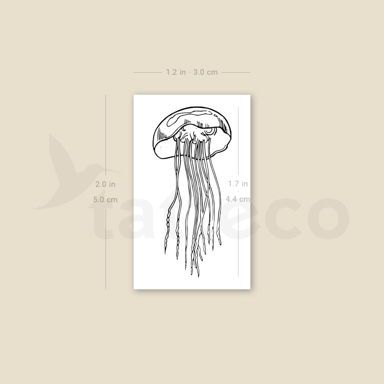 Fine Line Jellyfish Temporary Tattoo - Set of 3