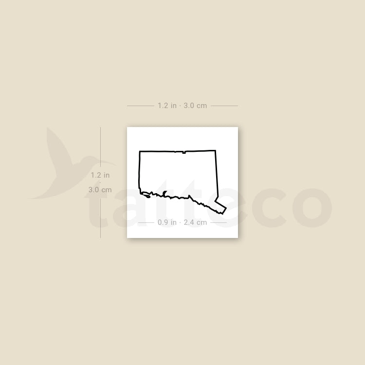 Connecticut Map Outline Temporary Tattoo - Set of 3