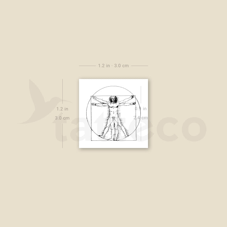 Small Vitruvian Man Temporary Tattoo - Set of 3