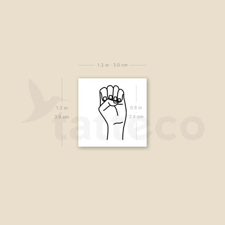 Sign Language E Temporary Tattoo - Set of 3