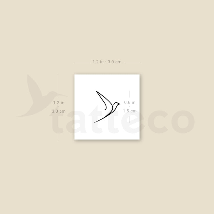 One Line Bird Temporary Tattoo - Set of 3