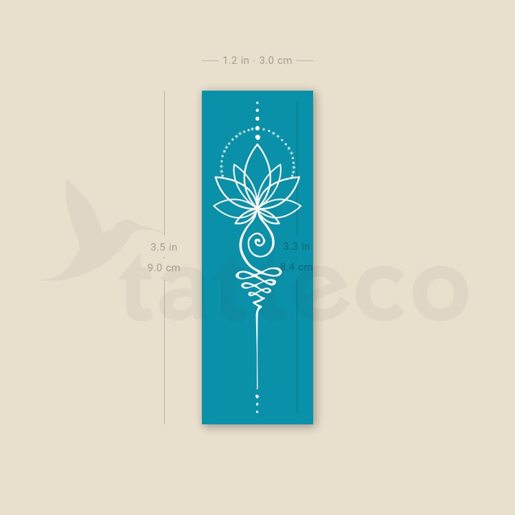 White Lotus Unalome Temporary Tattoo - Set of 3
