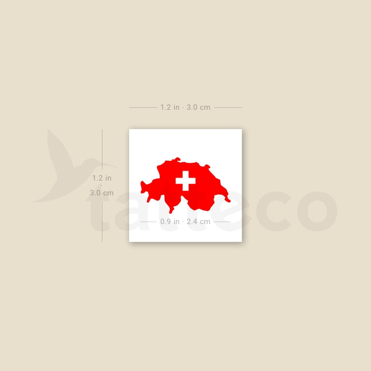 Switzerland Flag Map Temporary Tattoo - Set of 3