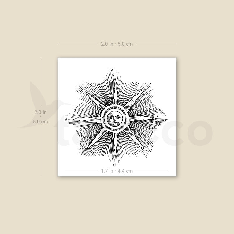 Engraving Sun Temporary Tattoo - Set of 3