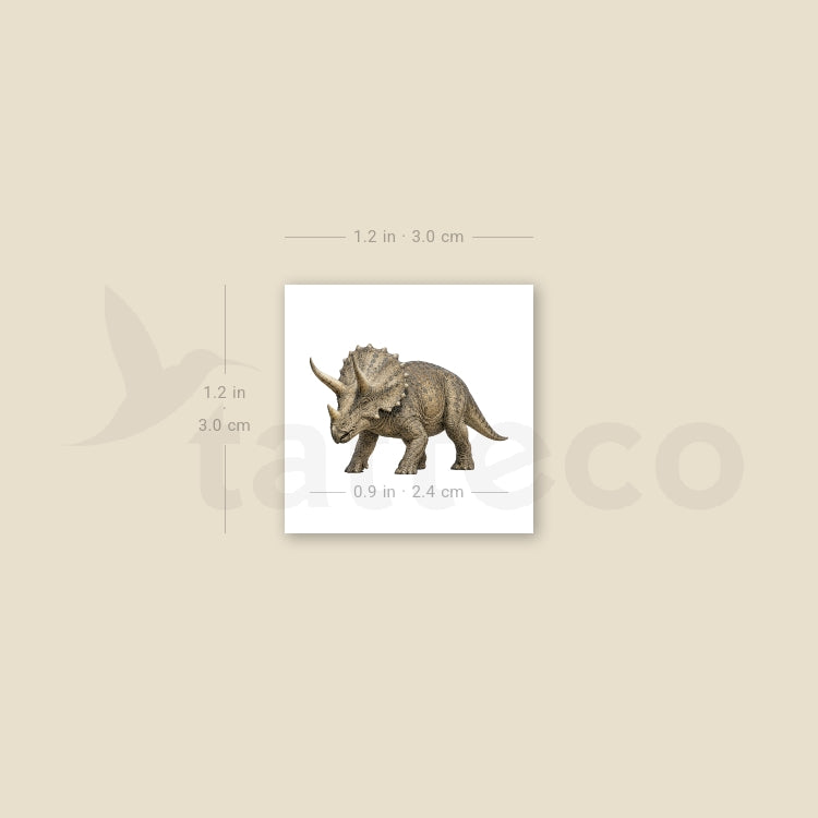 Realistic Triceratops Temporary Tattoo - Set of 3